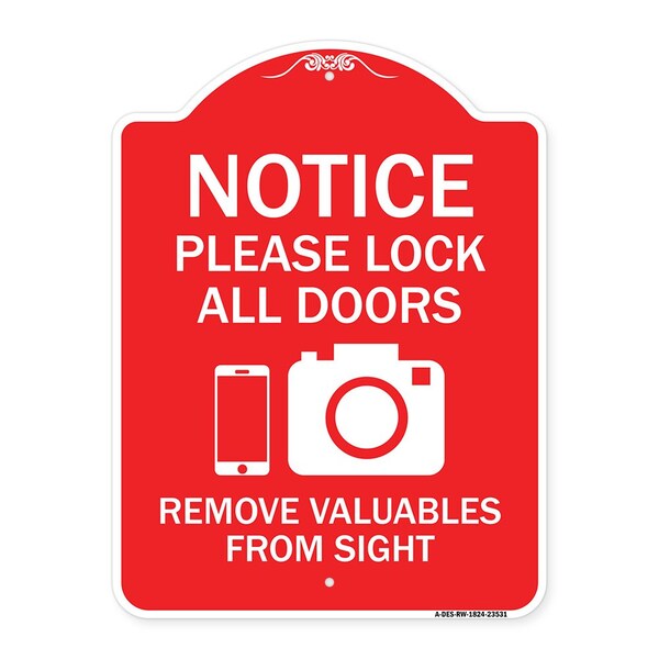 Signmission Lock All Doors Remove Valuable from Sight With Cell Phone and Camera G, A-DES-RW-1824-23531 A-DES-RW-1824-23531 - main